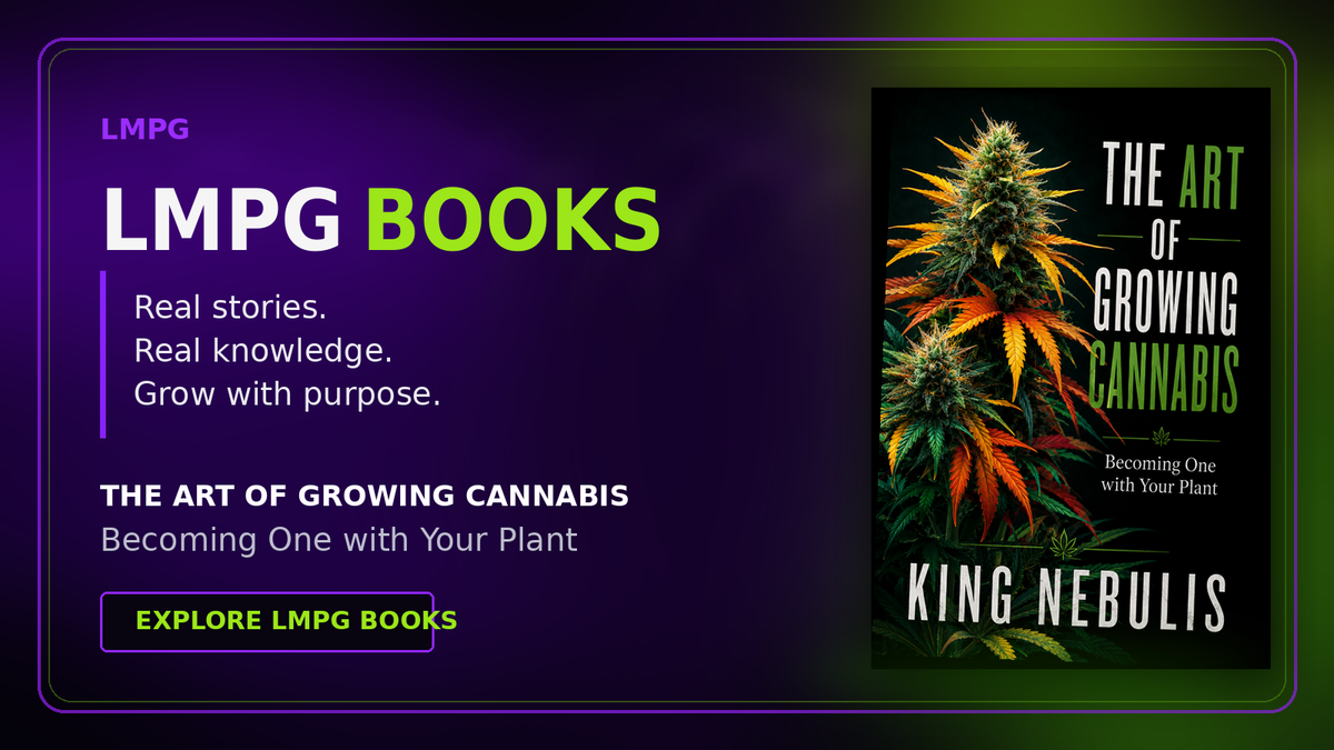 LMPG Books collection featuring The Art of Growing Cannabis by King Nebulis